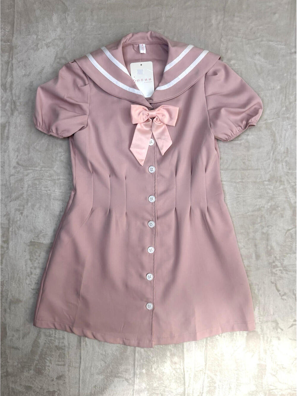 Kawaii Pink Sailor Dress Bow Japanese Style Harajuku Cute Mini Dress S